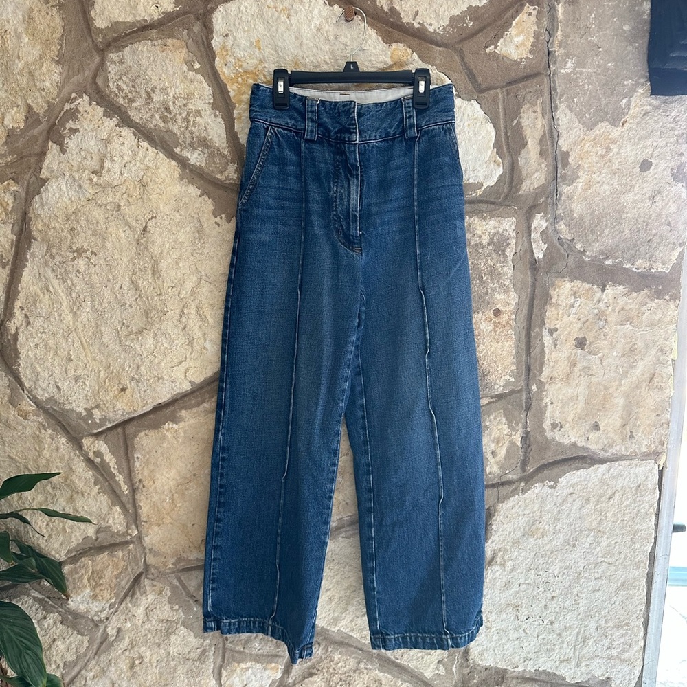 RACHEL COMEY WIDE LEG PINTUCK JEANS ELIO INDIGO DENIM SIZE 2 - Picture 4 of 4